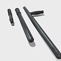 Black Long Handle Tools With Textured Grips And Various Sizes 3d model
