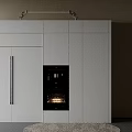 Modern White Sideboard With Built In Appliance And Sleek Storage Cabinets