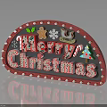 Red And White Arched Christmas Decorative Sign With Gingerbread Man Snowflake Tree Sleigh