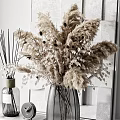 Modern Minimalist Decorative Ornament Combinations With Reed Diffuser Dried Flowers Small Clock And Candle 3d model