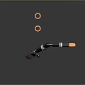 Black Gold Robotic Arm With Silver Details Claw Hand And Orange Rings On Dark Background