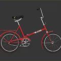 Red Classic Bicycle With Black Seat And Silver Frame Reflective Surface