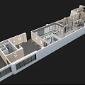 Modern Office Floor Plan With Multiple Rooms Corridors Windows And Workstations 3d model