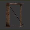 Rustic Wooden Scene Component Structure With Frame Platform And Chains