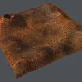 Rugged Brown Orange Textured Landscape With Small Crater And Hilly Surface