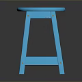 Blue Wooden Round Stool With Simple Design Smooth Surface And Modern Style