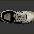 Vintage White Athletic Shoes With Black Stripes Beige Laces And Cream Sole