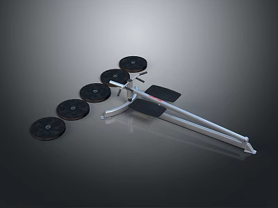 Black Weight Plates And Metal Barbell Rod Fitness Training Equipment Set 3d model