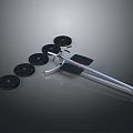 Black Weight Plates And Metal Barbell Rod Fitness Training Equipment Set