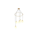 Modern Circular Chandelier With Golden Frame And Hanging White Spherical Bulbs
