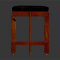 Modern Stool With Round Black Marble Top And Orange Crossed Wooden Legs