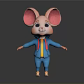 Cute Cartoon Mouse Game Animation Character With Big Pink Ears Blue Outfit Yellow Shoes