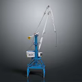 Industrial Tower Crane With Blue Base White Boom And Yellow Hook 3d model