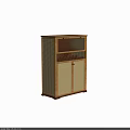 Elegant Wooden Cabinet With Woven Design And Built In Wine Storage Rack