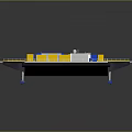 Helicopter Landing Platform With Black Surface Yellow White Circular Marking And Blue Yellow Edges