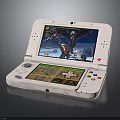 White Open Handheld Gaming Console With Dual Screens Showing Action Game Scenes And Control Buttons