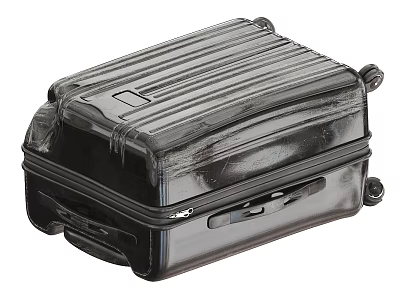 Black Hard Shell Suitcase With Striped Design Rolling Wheels And Telescopic Handle 3d model