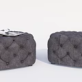 Two Gray Tufted Sofa Stools With Magazine On Top Design 3d model