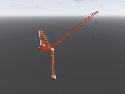 Orange Industrial Tower Crane With Long Boom And Lifting Hook For Construction 3d model