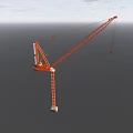Orange Industrial Tower Crane With Long Boom And Lifting Hook For Construction