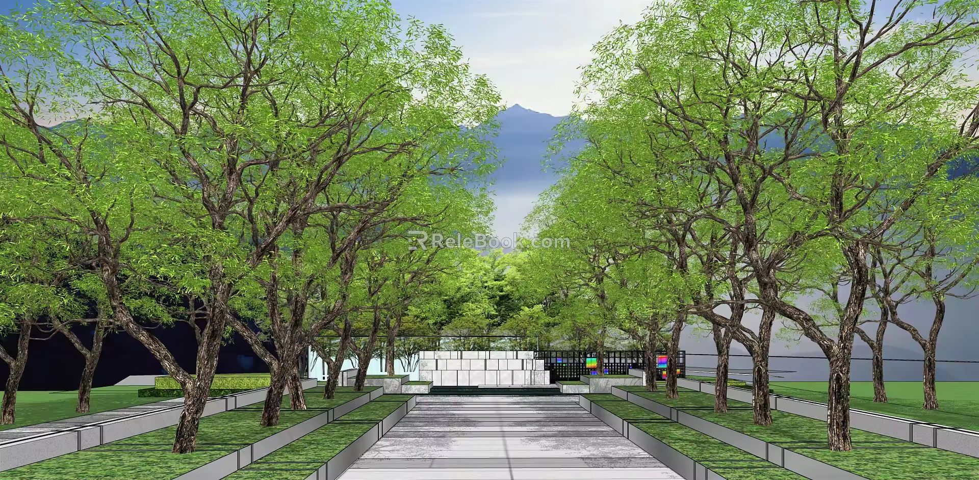 Modern Tree Landscape Tree Sapium sebiferum Forest Axis Ritual Landscape Tree Array 3d model