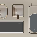 Modern Illuminated Mirrors With Smart Display Stand And Various Shapes 3d model