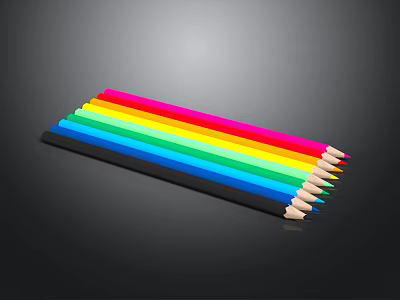 Vibrant Colored Pencils In Rainbow Hues For Art And Writing Supplies 3d model