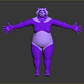 Game Movie Character With Purple And White Design Panda Appearance Chubby Body Arms Outstretched