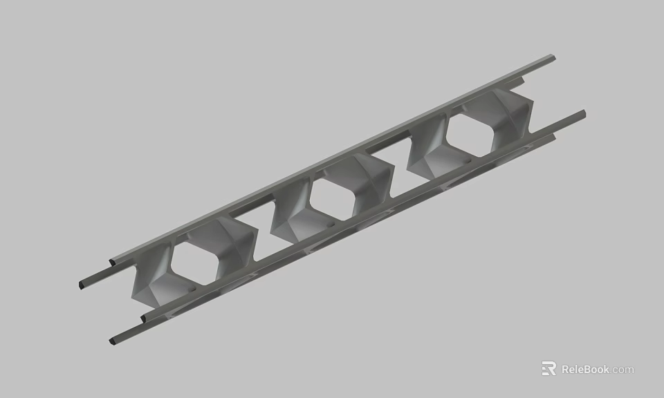 Long Strip Metal Part With Hexagonal Holes And Side Extensions 3d model 