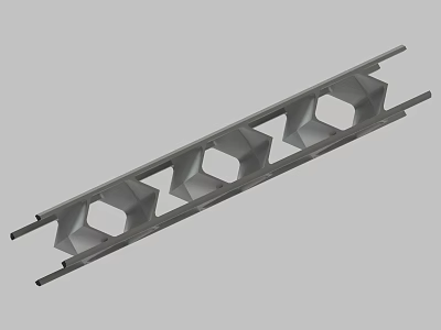 Long Strip Metal Part With Hexagonal Holes And Side Extensions 3d model
