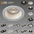 Modern Downlights And Spotlights With Round Square Shapes White Black Frames