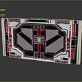 Futuristic Sci-Fi Control Panel With Geometric Frame Design Red Orange Accents And Central Module 3d model
