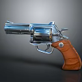 High Quality Classic Revolver With Silver Metal Body And Wooden Grip
