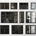 Modern Casement Windows With Black Frames And Various Design Styles For Home Use 3d model