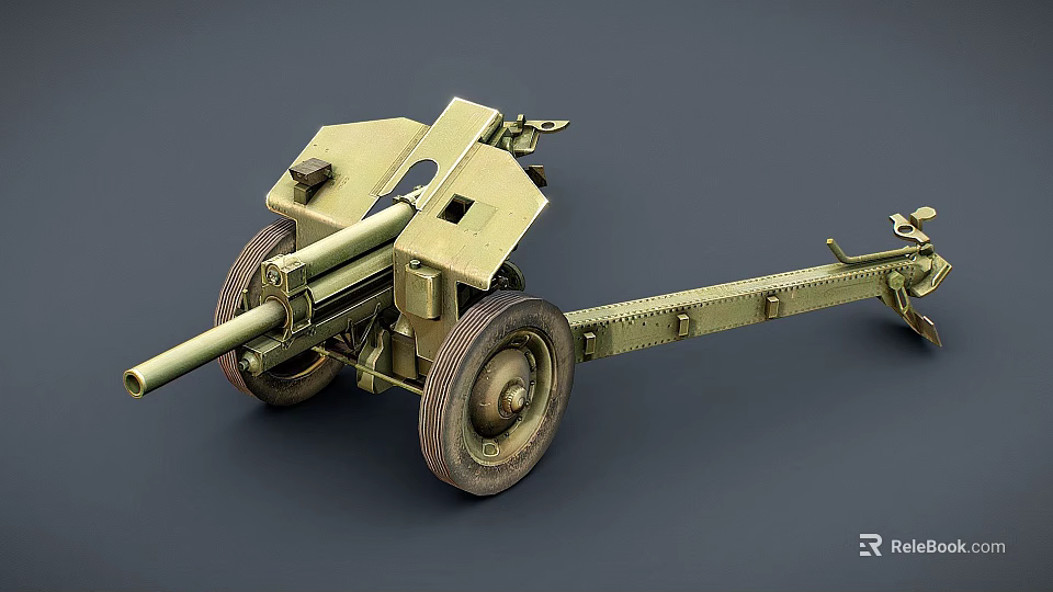 Vintage Military Field Artillery Weapon With Iron Barrel And Spoked Wheels 3d model 