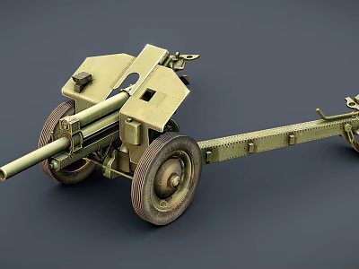 Vintage Military Field Artillery Weapon With Iron Barrel And Spoked Wheels 3d model