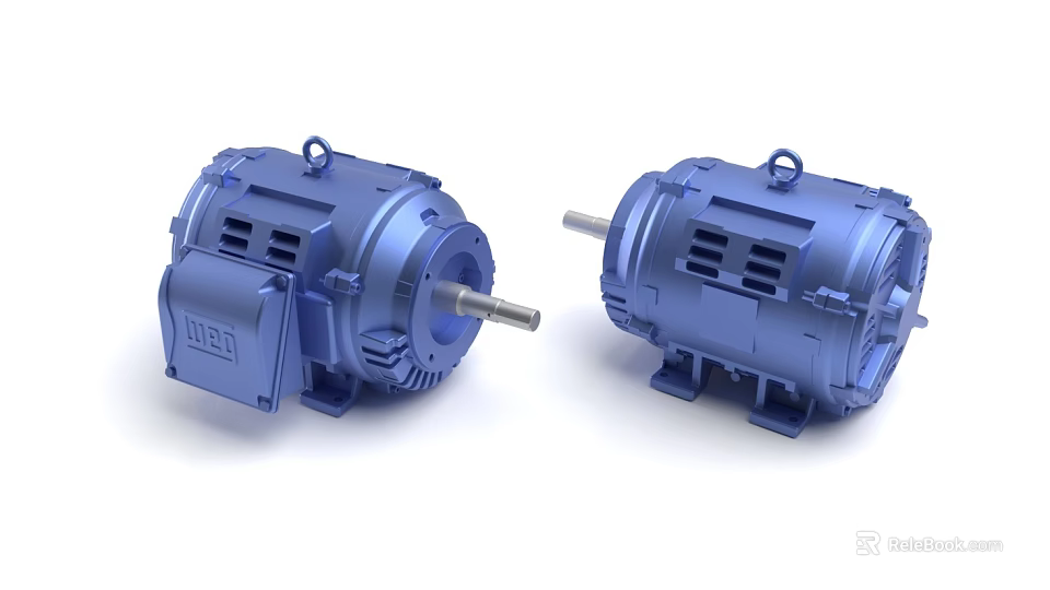 Two Blue Electric Motors As Industrial Equipment With High Efficiency For Industrial Applications 3d model 