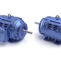 Two Blue Electric Motors As Industrial Equipment With High Efficiency For Industrial Applications