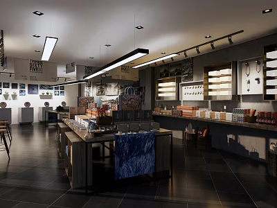 Modern Mall Store Interior Design With Display Shelves Product Displays And Lighting 3d model