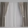 Beige Curtain Design With Sheer White Layers And Decorative Tiebacks 3d model