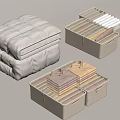 Neatly Organized Folded Clothes With Various Colors In Beige Storage Boxes