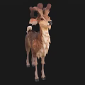 Stylized Brown Deer Model With Curly Antlers White Spots And Fluffy Mane
