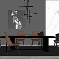 Light Luxury Dining Table and Chair Combination Dining Table and Chair 3d model