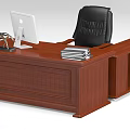 Wooden Office Desk With Apple iMac Horse Figurine Stack of Books and Black Leather Chair