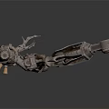 Industrial Mechanical Arm With Metallic Carved Details And Joint Components