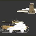 3D Model Golden Tank Featuring Flying Aircraft And Off Road SUV Design