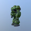 Green Mecha Robot Character In Game And Movie With Rounded Shoulders And Red Eye