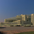Modern Hospital Building Exterior Design With Glass Facade And Main Entrance Parking Area