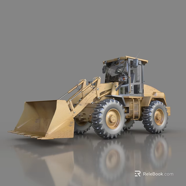 Heavy Duty Yellow Construction Utility Vehicle With Front Bucket And Large Tires 3d model 