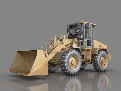Heavy Duty Yellow Construction Utility Vehicle With Front Bucket And Large Tires 3d model